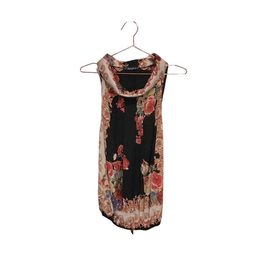Blue Sand Italian Floral Paisley Sleeveless Blouse - L